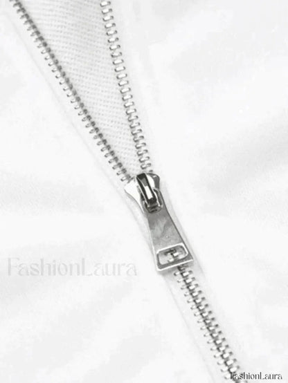 Cropped White Zip-Up Hoodie