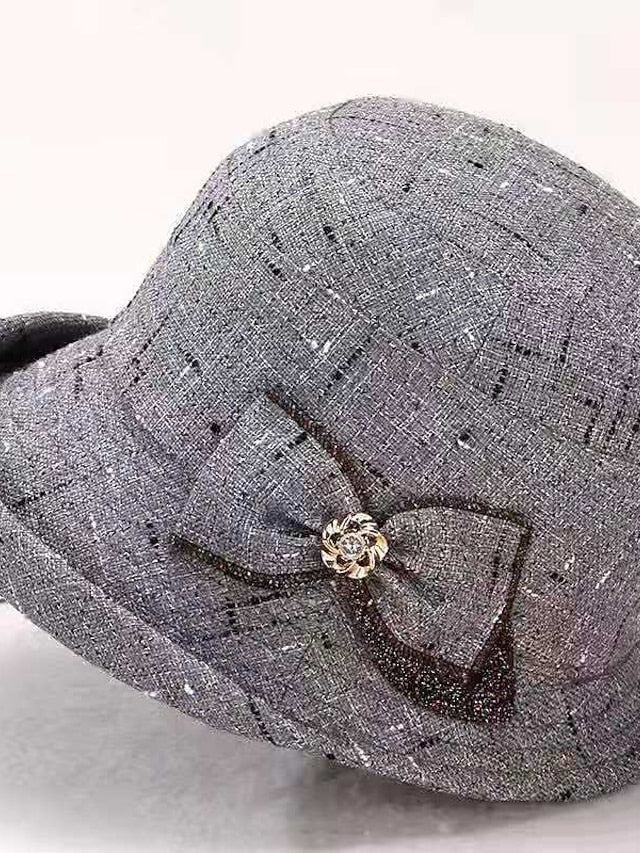 Hat Party Hat Light Gray Dark Gray Red Wedding Party Daily Bow Plaid Portable Windproof Comfort for Women