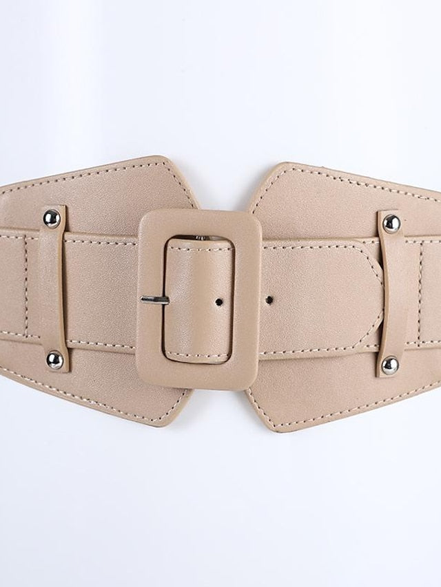 Rectangle Buckle Wide Belt for Women