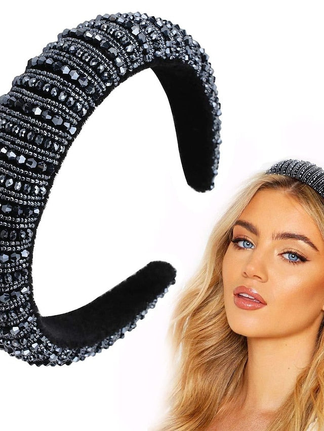 1PC Girls' Headbands Pearl Headband Diamond Headband Fashion Padded Velvet Fabric Hairband Hair Band Headwear for Women Girl (Colorful Summer) for Women
