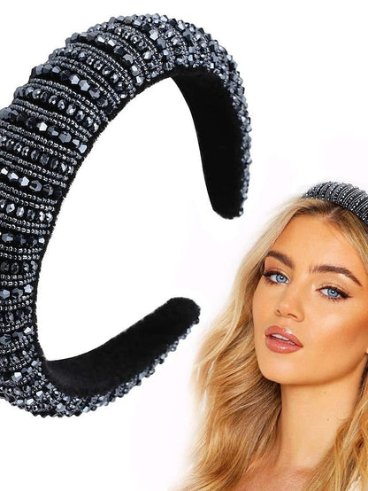 1PC Girls' Headbands Pearl Headband Diamond Headband Fashion Padded Velvet Fabric Hairband Hair Band Headwear for Women Girl (Colorful Summer) for Women