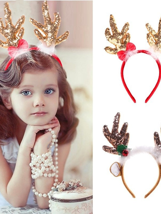 2pcs Girls' Headbands Pack of 2 Christmas Headbands with Different Designs for Christmas and Holiday Parties (ONE SIZE FIT ALLL) for Women