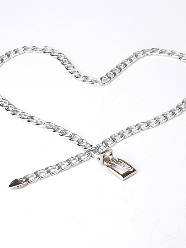 Unisex Chain Belt Metal Chain Prong Buckle Plain Casual Classic Party Daily Silver Gold for Women