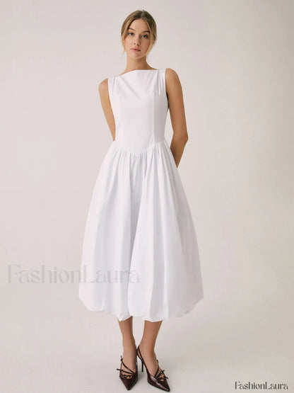 Cutout Cotton Graceful Sleeveless Midi Dress