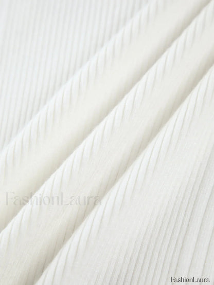 Cutout Split Beads Trendy Detail Ribbed Knit Top