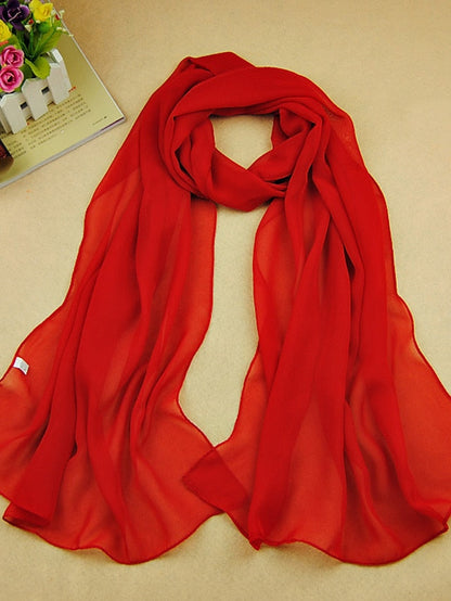 Chiffon Scarf Dailywear Daily Date Red Pink Scarf Pure Color / Basic / Fall / Winter / Spring for Women