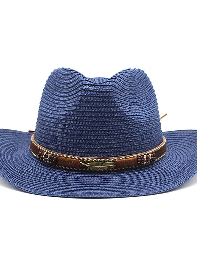 Men's Sun Hat Straw Hat Sports & Outdoor Daily Holiday Solid / Plain Color Straw Retro Simple Style Sunscreen 1 pcs for Women
