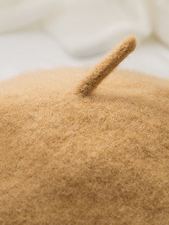 Hat Beret Hat Black Pink Wine Outdoor Street Dailywear Fleece Pure Color Warm Breathable for Women