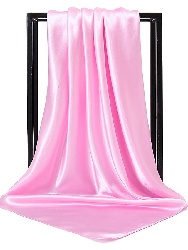 1pcs 90*90cm Solid Colors Neckerchief Hijab Scarf For Women Silk Satin Headband Hair Scarves Female Square Shawls Head Scarfs For Ladies for Women