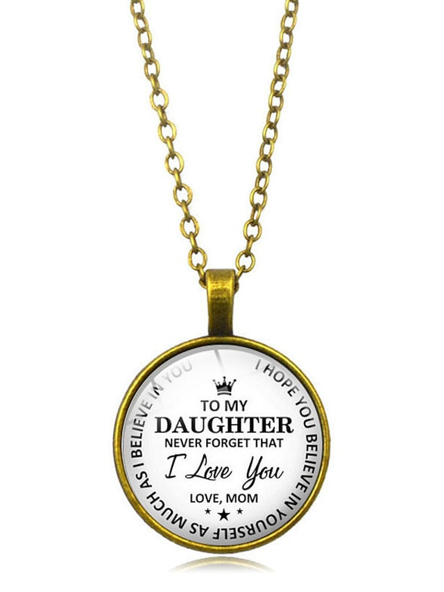 necklace Fashion Street Letter Necklaces & To my Daughter Pendant Round Glass Necklaces / Sweater Chain Necklace for Women