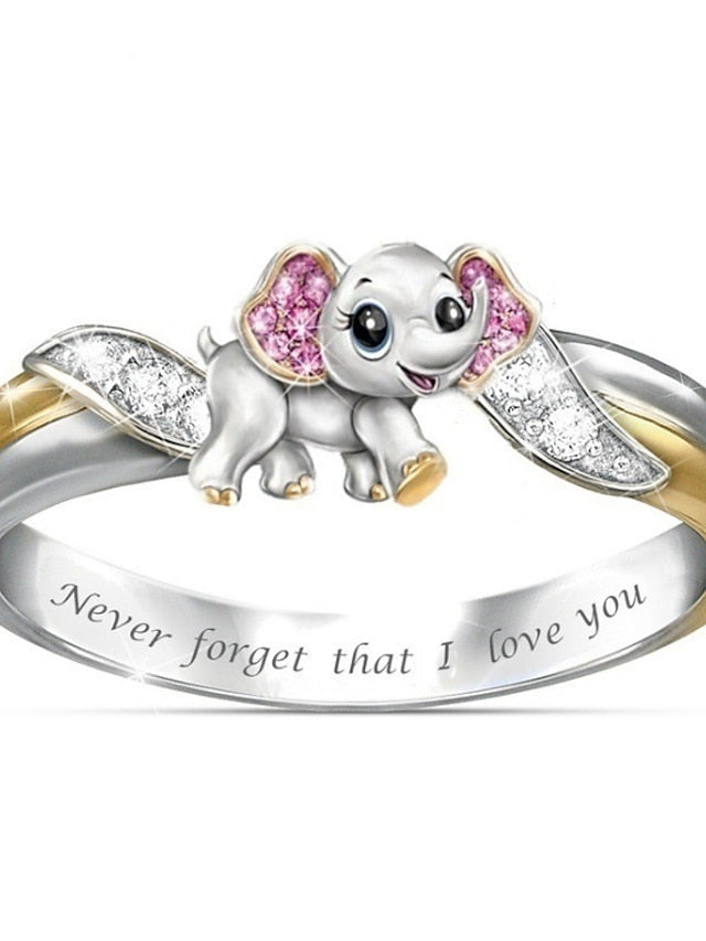 cute unicorn ring women girls engraved statement rings mother daughter cz rhinestone birthstone love jewelry gift for Women