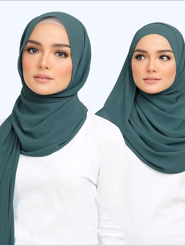 Muslim Hijab Turban Home Party / Evening Daily Solid / Plain Color Polyester Lace Casual Casual / Daily 1 pcs for Women