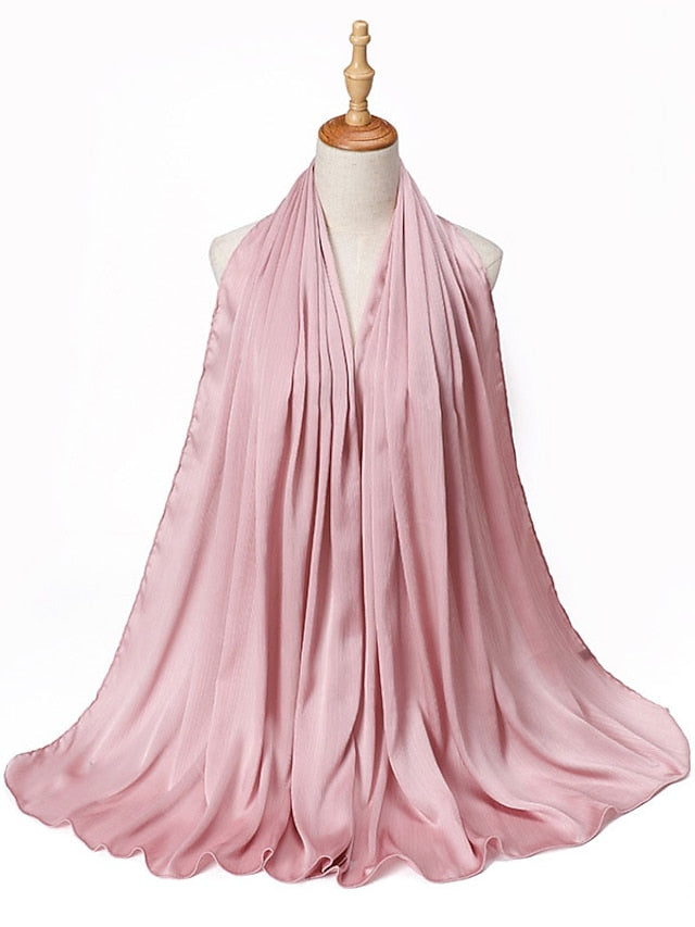 Muslim Scarf Crinkled Shawl Women Abaya Solid Hijab Ramadan Hijabs For Woman Abayas Dress Turban Instant Scarf for Women