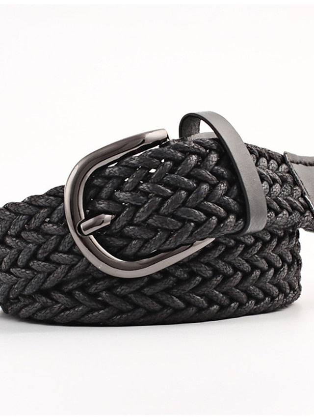 Men's Web Belt Polyester Cotton Prong Buckle D-ring Casual Classic Party Daily Black Gray Red Brown for Women