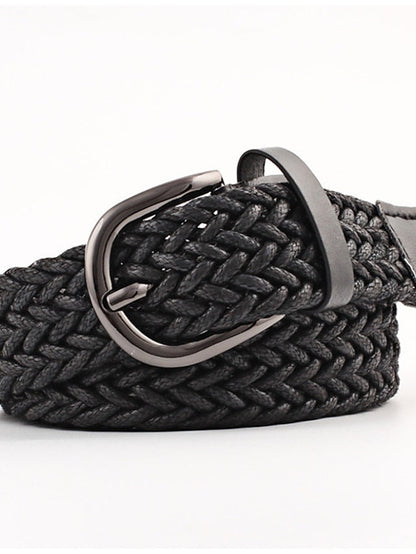 Men's Web Belt Polyester Cotton Prong Buckle D-ring Casual Classic Party Daily Black Gray Red Brown for Women