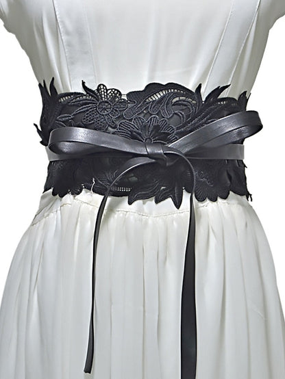 Wide Belt Corset Belt PU Leather Buckle Free Geometric Formal Party Wedding White Black Pink Red for Women