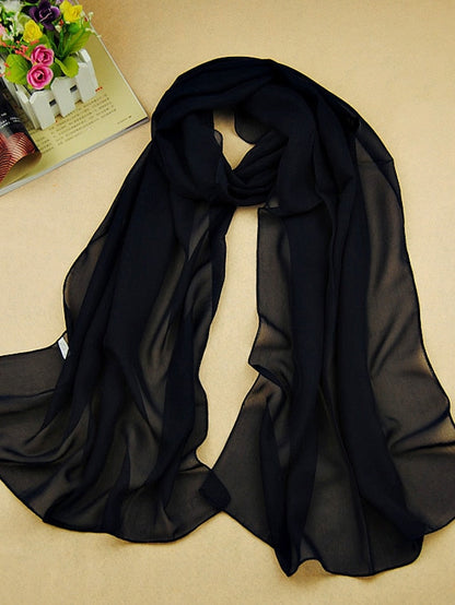 Chiffon Scarf Dailywear Daily Date Red Pink Scarf Pure Color / Basic / Fall / Winter / Spring for Women