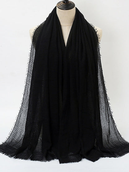 Plain Wrinkle Wrap Cotton Viscose Long Shawl Scarf Women Crinkle Hijab Shawl Muslim Head Hijab Scarf for Women