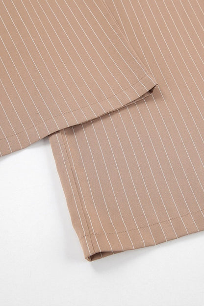 Brown Striped Two Piece Vest Pants Set