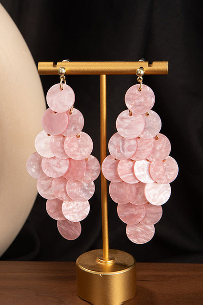 Resort Style Colorful Round Shell Tassel Earrings