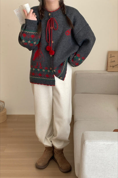 Pompom Oversized Cardigan