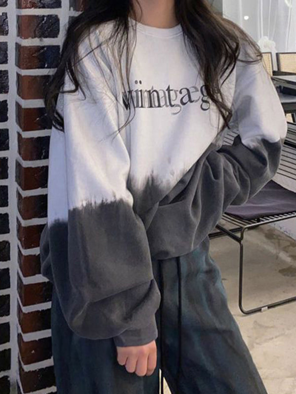 Smudge Overlap Letter Print Sweatshirt