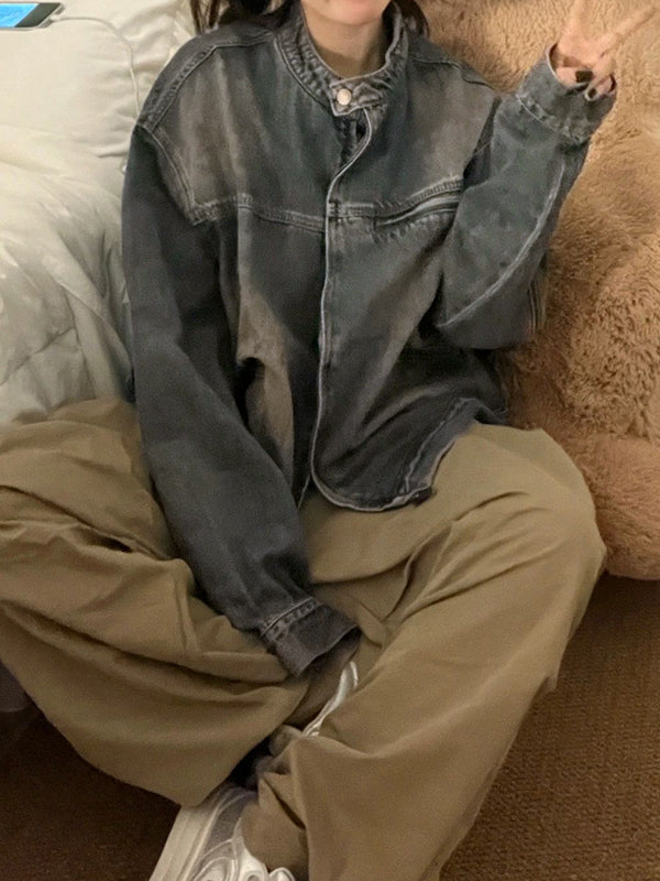 Vintage Distressed Zip Up Jacket