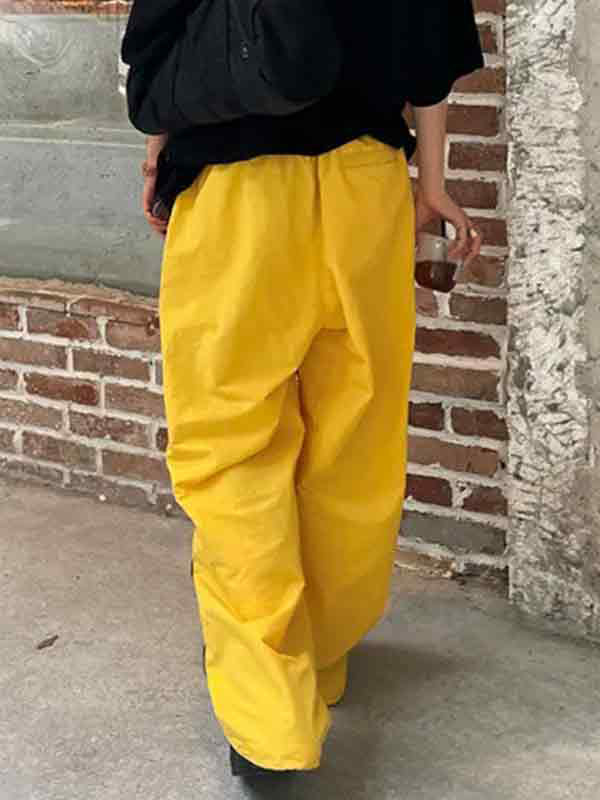 Contrast Color Stripe Patchwork Wide Leg Pants