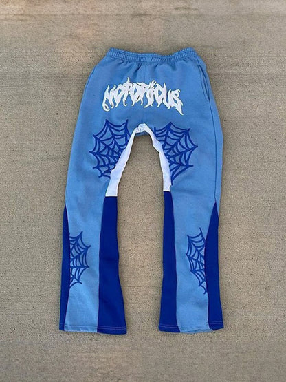 Spider Web Lettering Foam Print Sweatpants