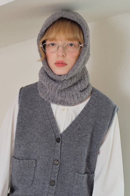 Solid Color Wool Blend Balaclava One-Piece Warm Knitted Hat