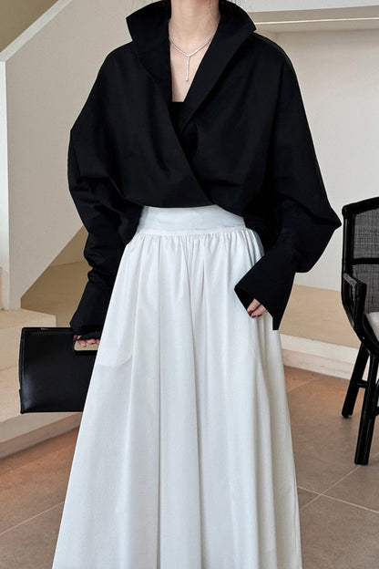 Stand Collar Deep V Layering Blouse