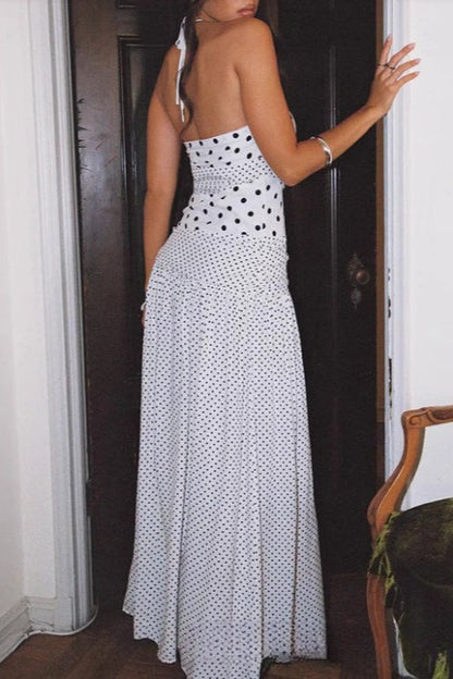 Lace Polka Dot Cami Mermaid Maxi Dress