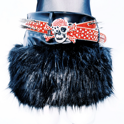 Halter fluffy rivet skull applique backless top  | Festival Outfits Women