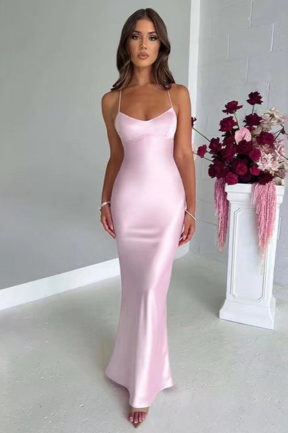 Back Tie Spaghetti Strap Formal Dress