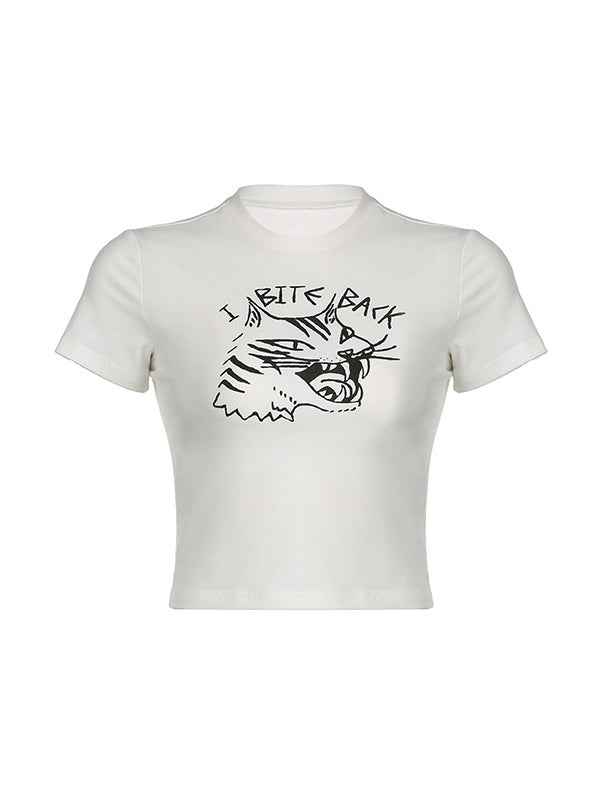 Graffiti Print Cropped Short Sleeve Tee