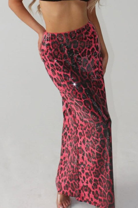 Sequin Leopard Double Layer Skirt