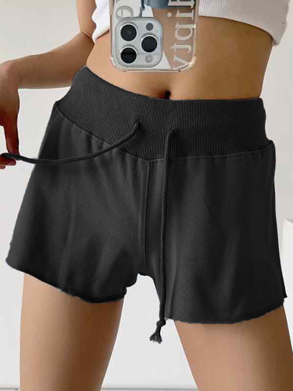 Solid Color Drawstring Shorts