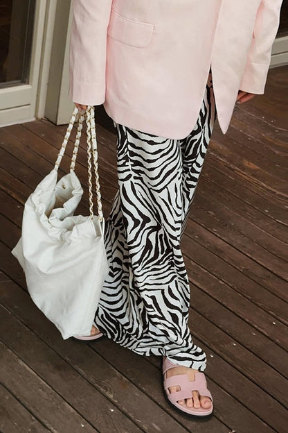 Elegant Satin Animal Print Skirt