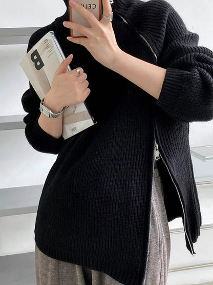 Jersey de cuello alto extragrande para mujer con cremallera lateral | Ideal para otoño/invierno
