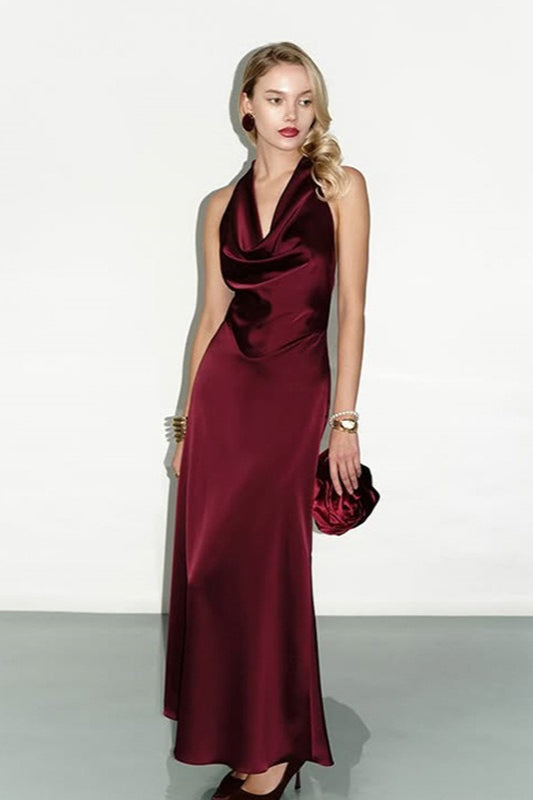 Sexy Low-Cut Backless Satin Silk Dress