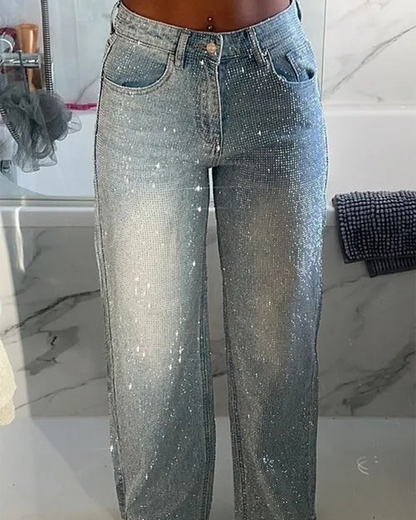 Rhinestone Baggy Jeans