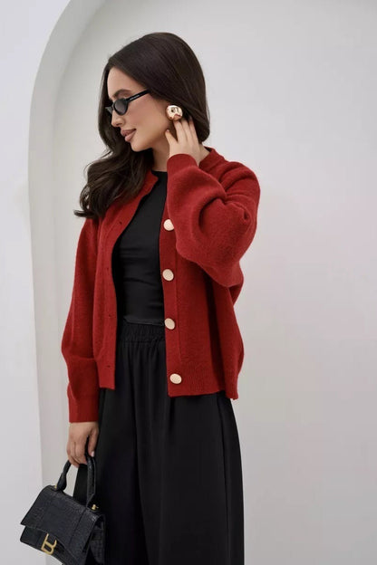 Solid Color Relaxed Knit Cardigan