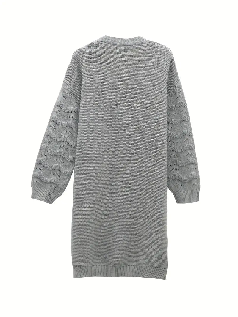 Women's Classic Long Gray Knit Cardigan | Ideal for Autumn/Winter