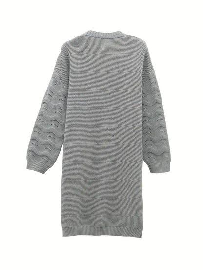 Women's Classic Long Gray Knit Cardigan | Ideal for Autumn/Winter