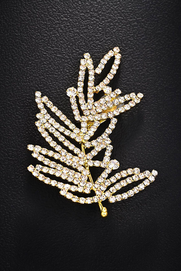 Rhinestone Leaf Ear-Cuff Earrings
