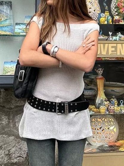 White Off Shoulder Knit Slim Mini Dress