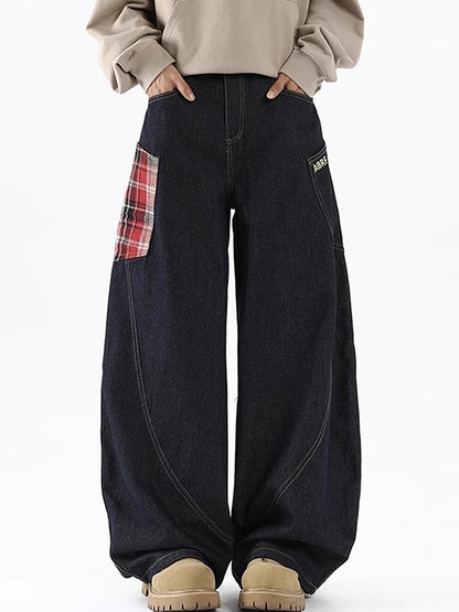 Large Pocket With Retro Design Boyfriend Jeans