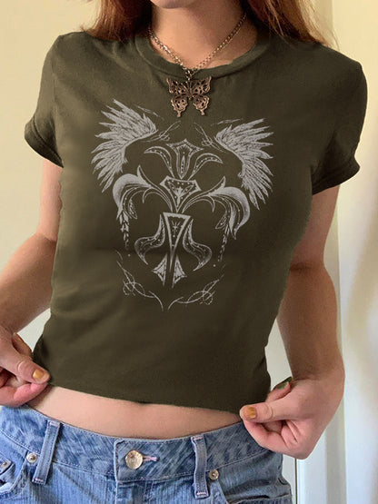 Vintage Wings Cross Hand Printed Tee