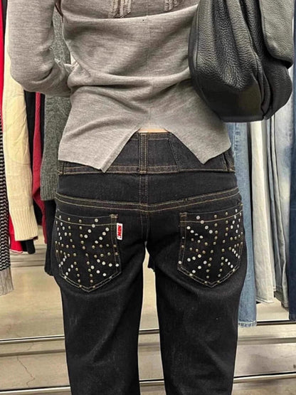 Heavy-Duty Beaded Vintage Boyfriend Jeans