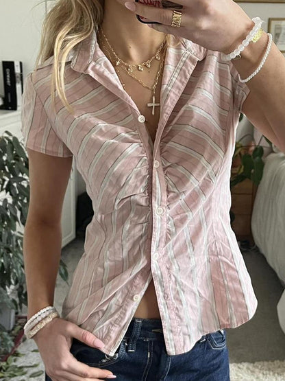Striped Short Sleeves Shirts